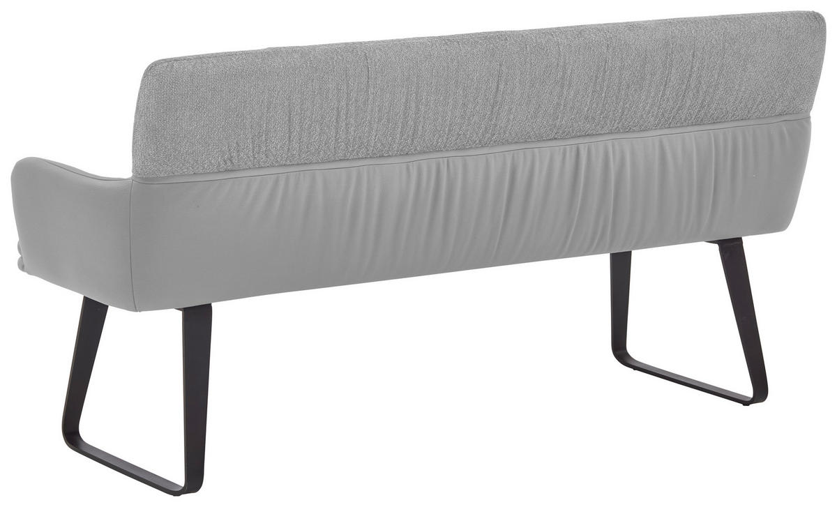 SITZBANK 180/86/68 cm Chenille, Mikrofaser Hellgrau  - Hellgrau/Schwarz, Design, Textil/Metall (180/86/68cm) - Valdera