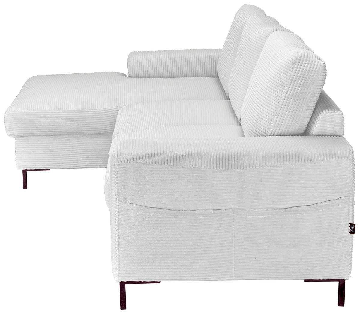 ECKSOFA Naturfarben Cord  - Schwarz/Naturfarben, KONVENTIONELL, Textil/Metall (150/240cm) - Carryhome
