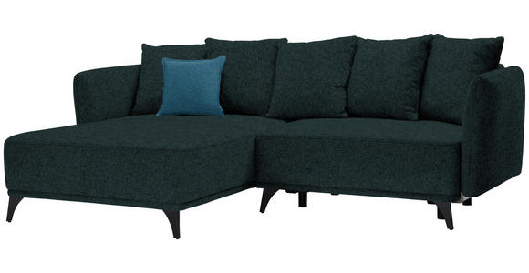 ECKSOFA in Chenille Dunkelgrün  - Blau/Dunkelgrün, LIFESTYLE, Textil/Metall (172/255cm) - Carryhome