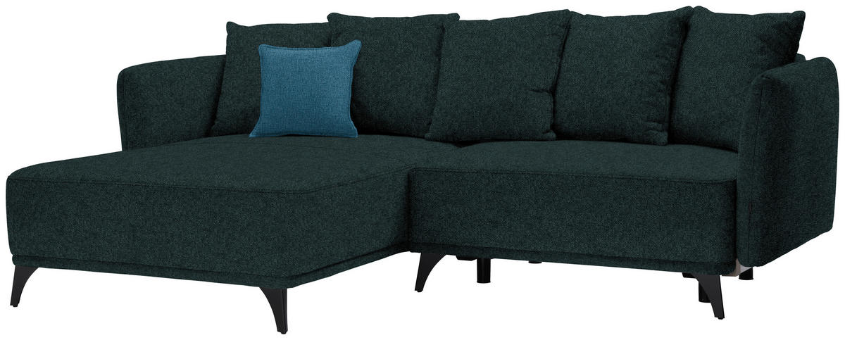 ECKSOFA in Chenille Dunkelgrün  172/255 cm  - Blau/Dunkelgrün, LIFESTYLE, Textil/Metall (172/255cm) - Carryhome
