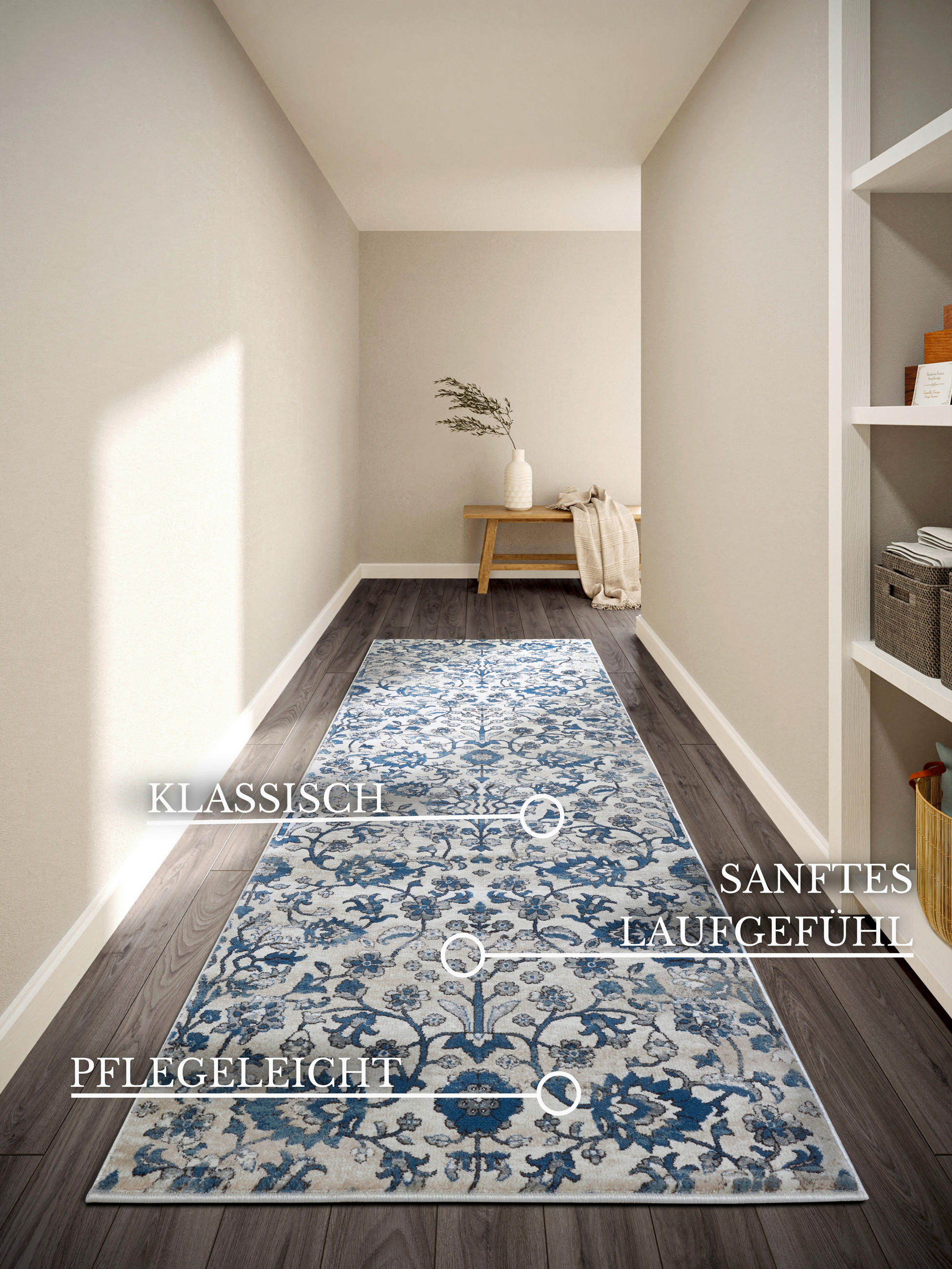 LÄUFER 80/240 cm Kollektion 1869 Blau, Creme  - Blau/Creme, Design, Kunststoff/Textil (80/240cm) - Villeroy & Boch