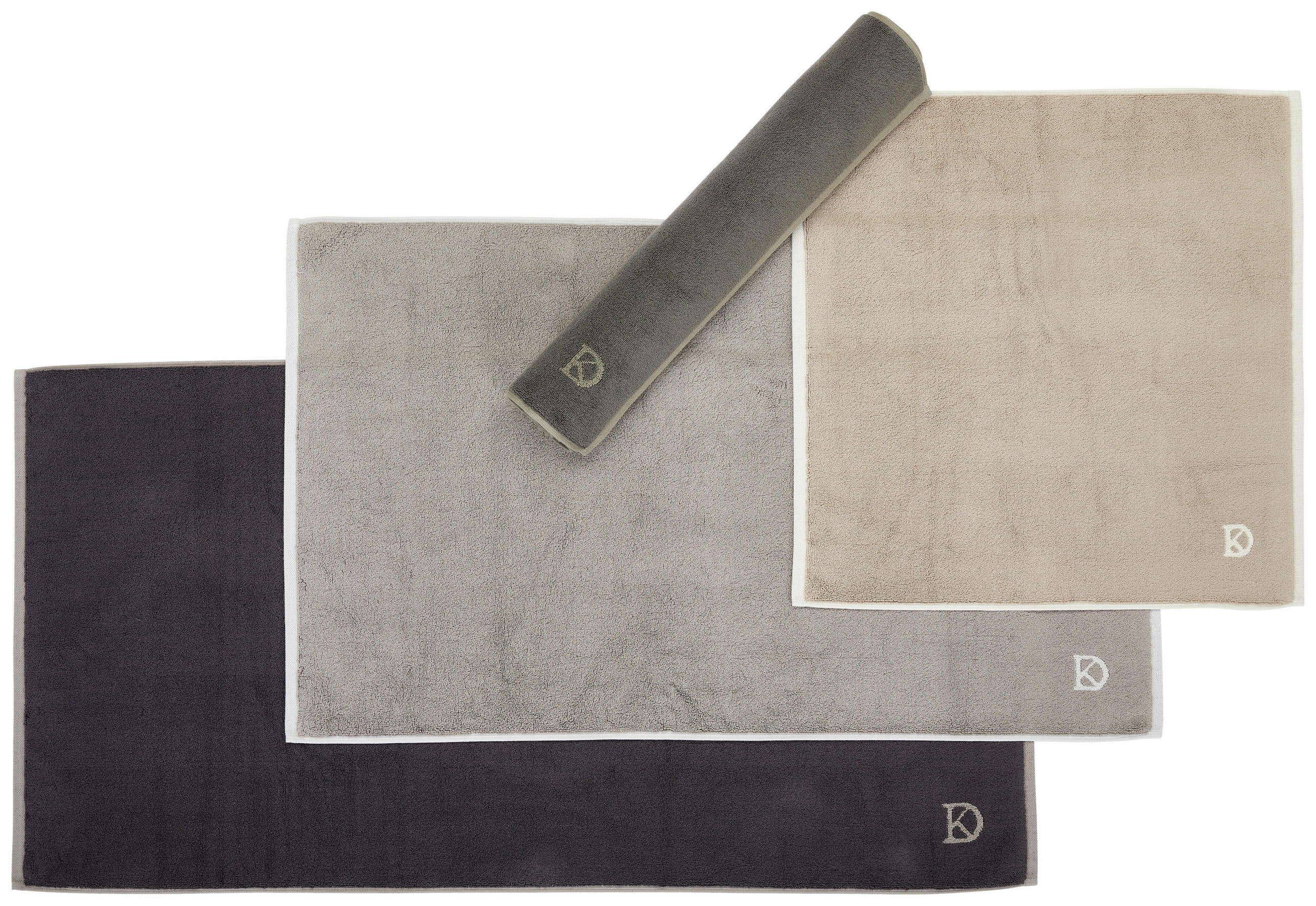 Thumbnail - Dieter Knoll Badematte Basic, Grau, Grün, Textil, 60x120 cm, Badtextilien, Badematten