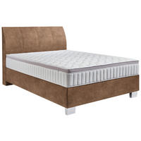 BOXSPRINGBETT 140/200 cm  in Braun  - Chromfarben/Braun, Konventionell, Kunststoff/Textil (140/200cm) - Hom`in