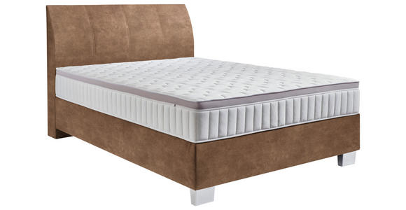 BOXSPRINGBETT 100/200 cm  in Braun  - Chromfarben/Braun, KONVENTIONELL, Kunststoff/Textil (100/200cm) - Hom`in