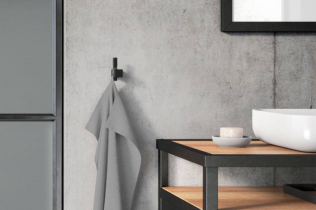 HANDTUCHHAKEN - Schwarz, Basics, Metall (2,3/6,5/4,5cm) - Zack