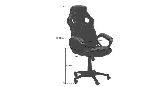 GAMINGSTUHL Schwarz Kunststoff, Textil - Schwarz/Weiß, Basics, Kunststoff/Textil (63/113-122/70cm) - Xora