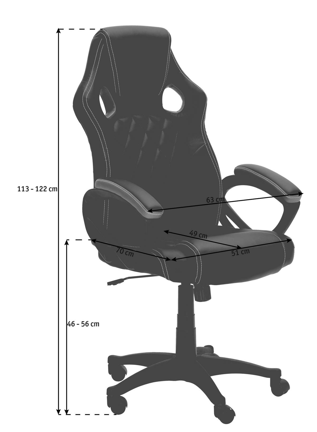 GAMINGSTUHL  in Lederlook Schwarz  - Weiss/Schwarz, Design, Kunststoff/Textil (63/113-122/70cm) - Xora