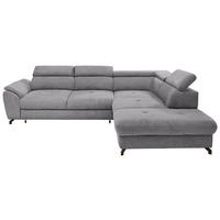 ECKSOFA inkl. Funktion Hellgrau Webstoff  - Hellgrau/Schwarz, Design, Textil/Metall (277/237cm) - Stylife