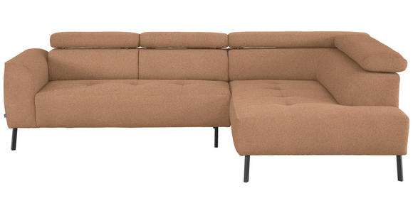 ECKSOFA in Webstoff Rostfarben 280/205 cm - Rostfarben/Schwarz, Design, Textil/Metall (280/205cm) - Xora
