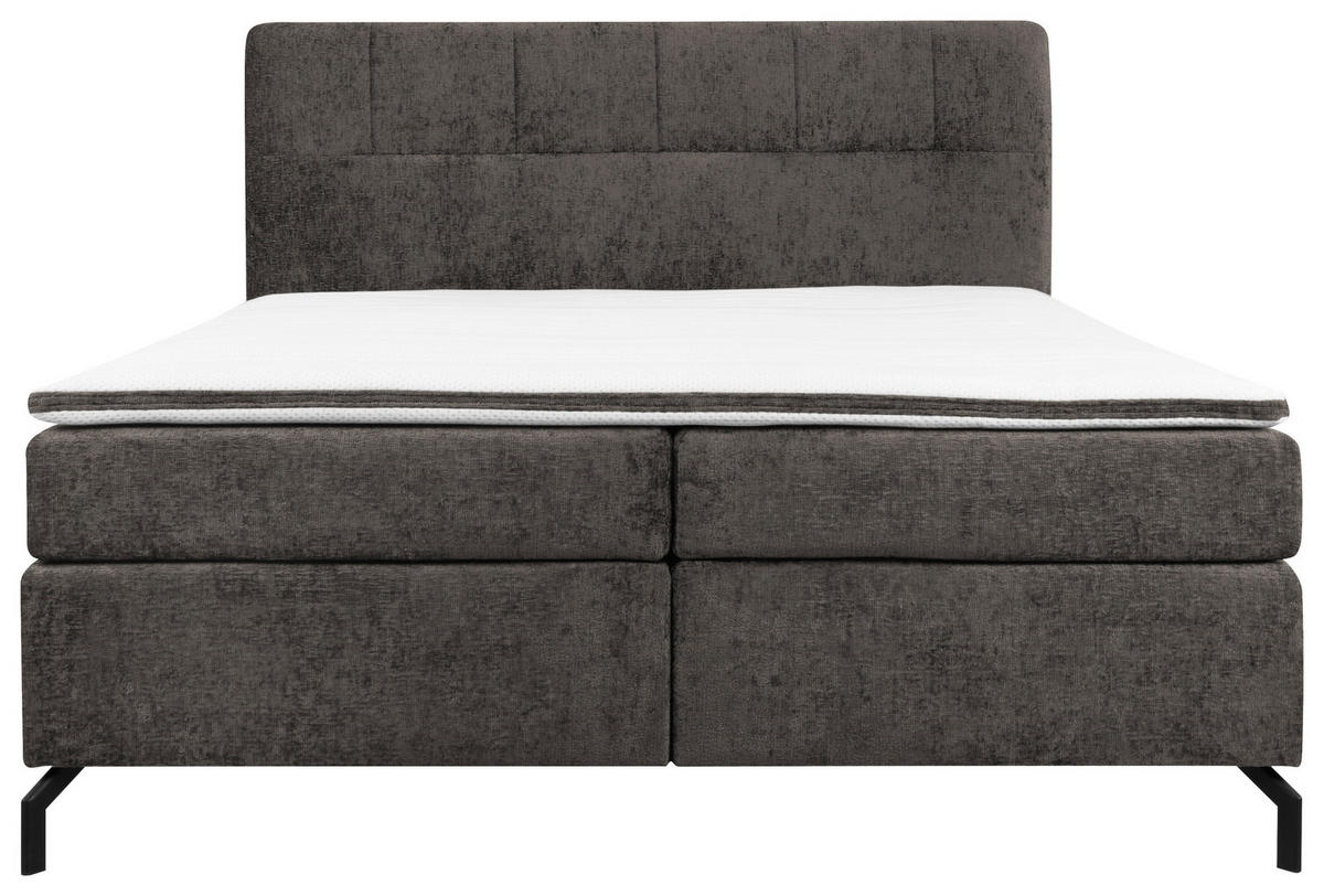 BOXSPRINGBETT 160/200 cm  in Dunkelbraun  - Dunkelbraun/Schwarz, Design, Textil/Metall (160/200cm) - Esposa