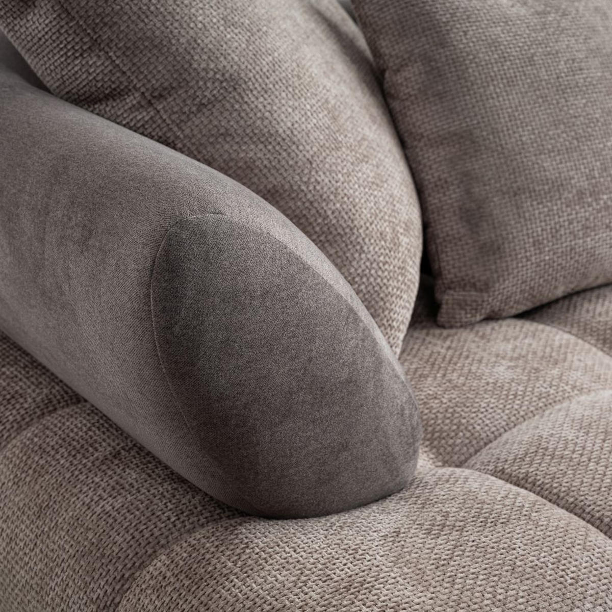 HÖRNSOFFA i chenille taupe  - svart/taupe, Modern, metall/textil (262/184cm) - MID.YOU