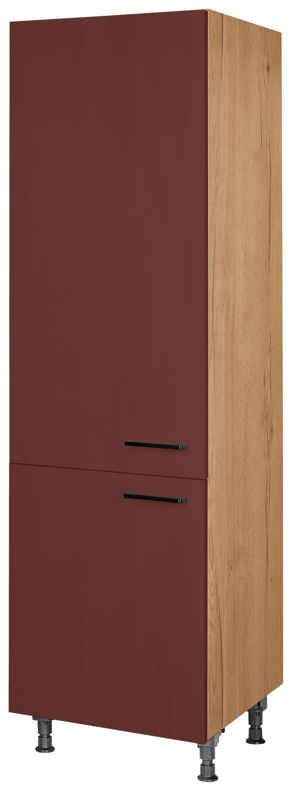 GESCHIRRSCHRANK 60/216,6/58 cm  Rot, Eichefarben  - Eichefarben/Rot, Modern, Holzwerkstoff/Metall (60/216,6/58cm) - Nobilia