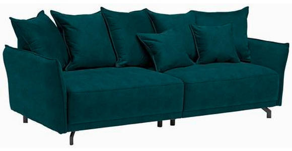 BIGSOFA in Velours Petrol  - Petrol/Schwarz, Design, Textil/Metall (226/91/103cm) - Carryhome