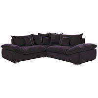 ECKSOFA Dunkelbraun Velours  - Chromfarben/Dunkelbraun, KONVENTIONELL, Kunststoff/Textil (247/247cm) - Carryhome