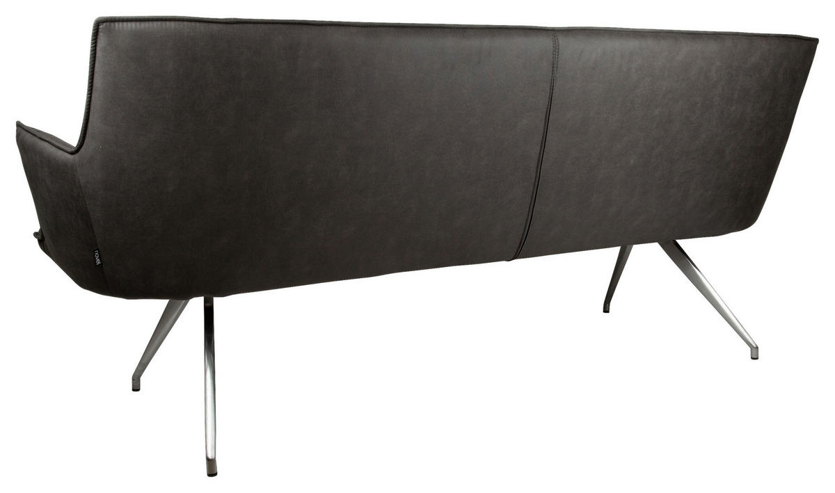SITZBANK 203,5/88,5/62,5 cm Mikrofaser Edelstahlfarben, Dunkelgrau  - Edelstahlfarben/Dunkelgrau, Design, Textil/Metall (203,5/88,5/62,5cm) - Novel