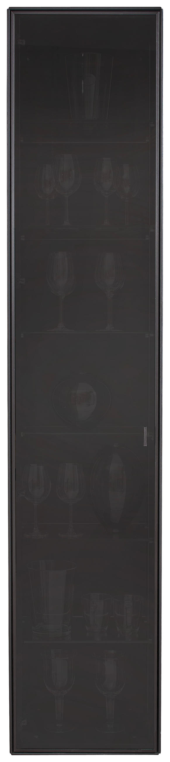VITRINE Schwarz, Eichefarben  42/205,5/39,5 cm  - Eichefarben/Anthrazit, Natur, Glas/Holz (42/205,5/39,5cm) - Valnatura