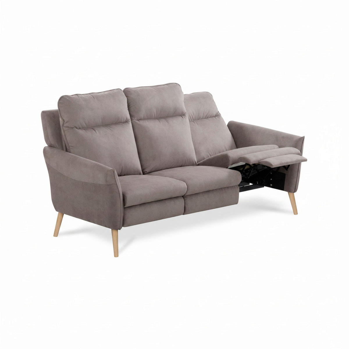 3-SITZER-SOFA  in Mikrofaser Taupe Skandinavisch, Modern  - Taupe/Buchefarben, Design, Holz/Textil (202/110/92cm) - Livetastic