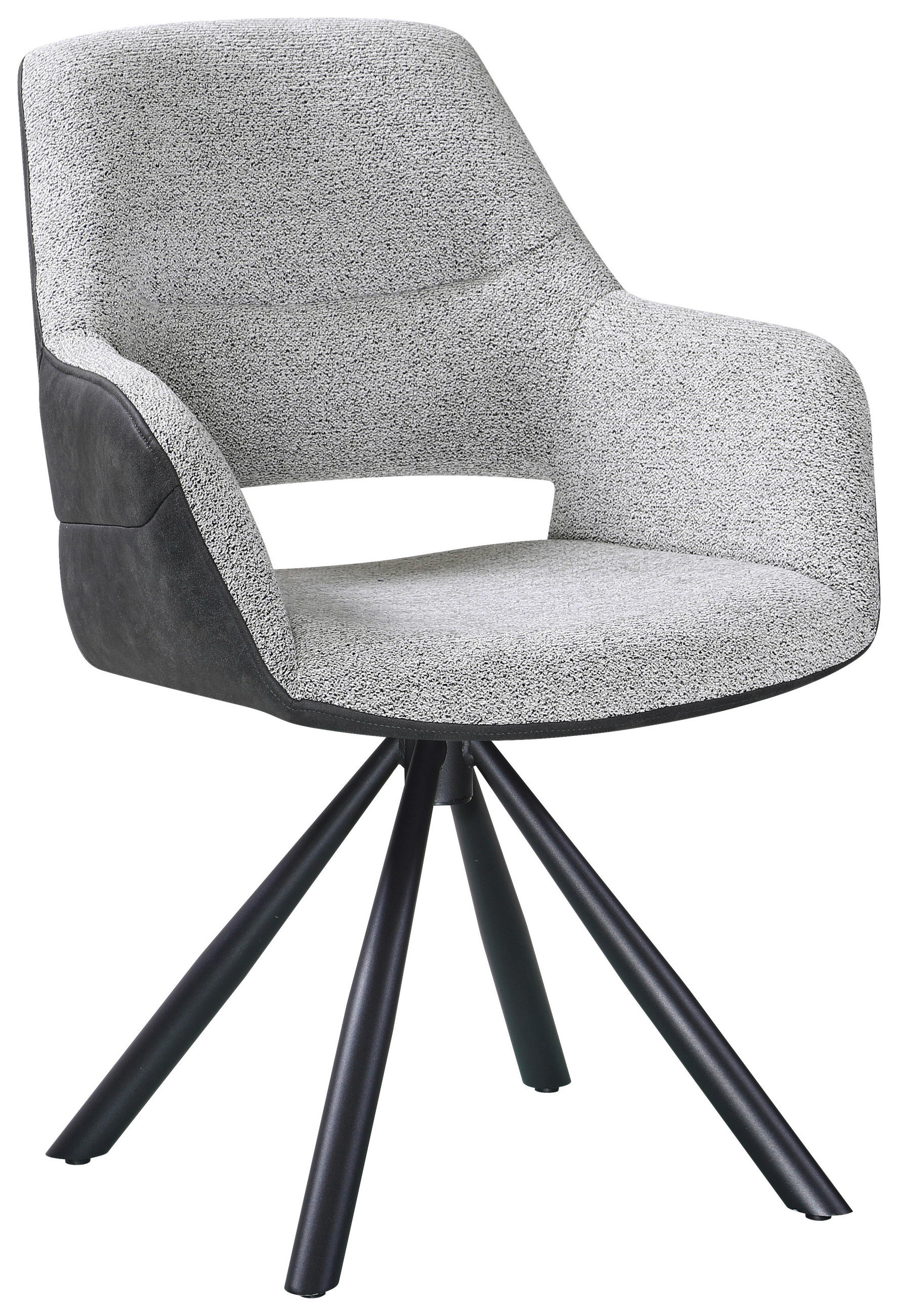 ARMLEHNSTUHL  in Eisen Webstoff  - Schwarz/Grau, Design, Textil/Metall (61/87/62cm) - Hom`in