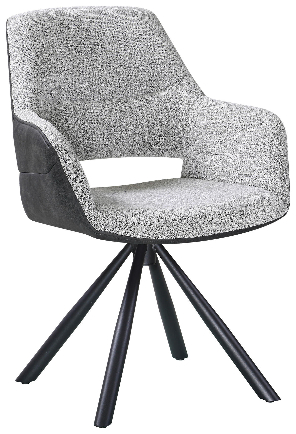 ARMLEHNSTUHL  in Eisen Webstoff  - Schwarz/Grau, Design, Textil/Metall (61/87/62cm) - Hom`in