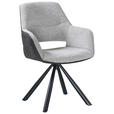 ARMLEHNSTUHL  Sitzfläche 360° drehbar Webstoff  - Schwarz/Grau, Design, Textil/Metall (61/87/62cm) - Hom`in