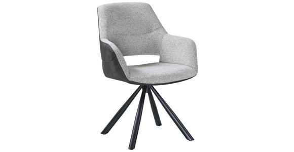 ARMLEHNSTUHL  Sitzfläche 360° drehbar Webstoff  - Schwarz/Grau, Design, Textil/Metall (61/87/62cm) - Hom`in
