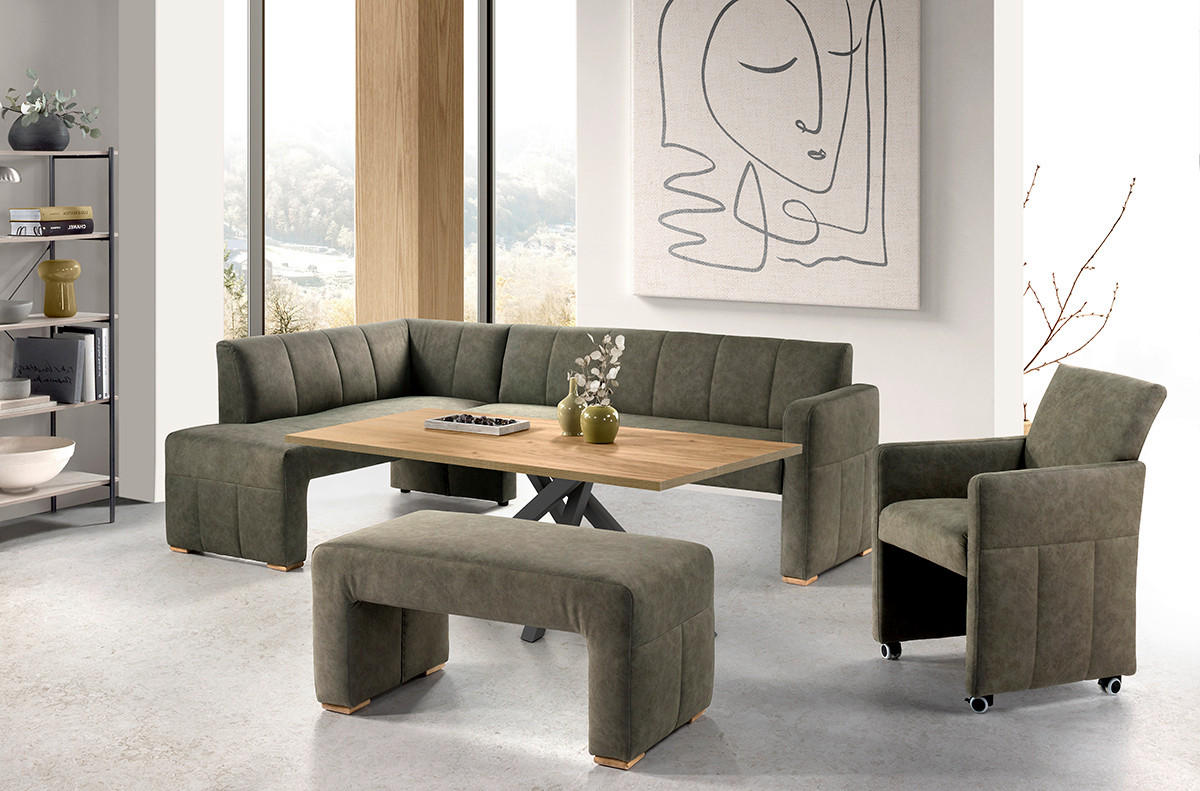UGAONA KLUPA  zelena   - zelena, Moderno, drvo/tekstil (245/159cm) - Livetastic