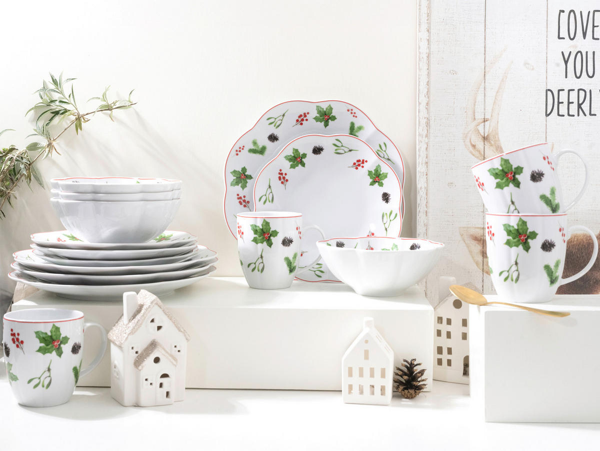 KAFFEESERVICE Naomi Weihnachten 12-teilig  - Multicolor/Weiß, Basics, Keramik - Creatable