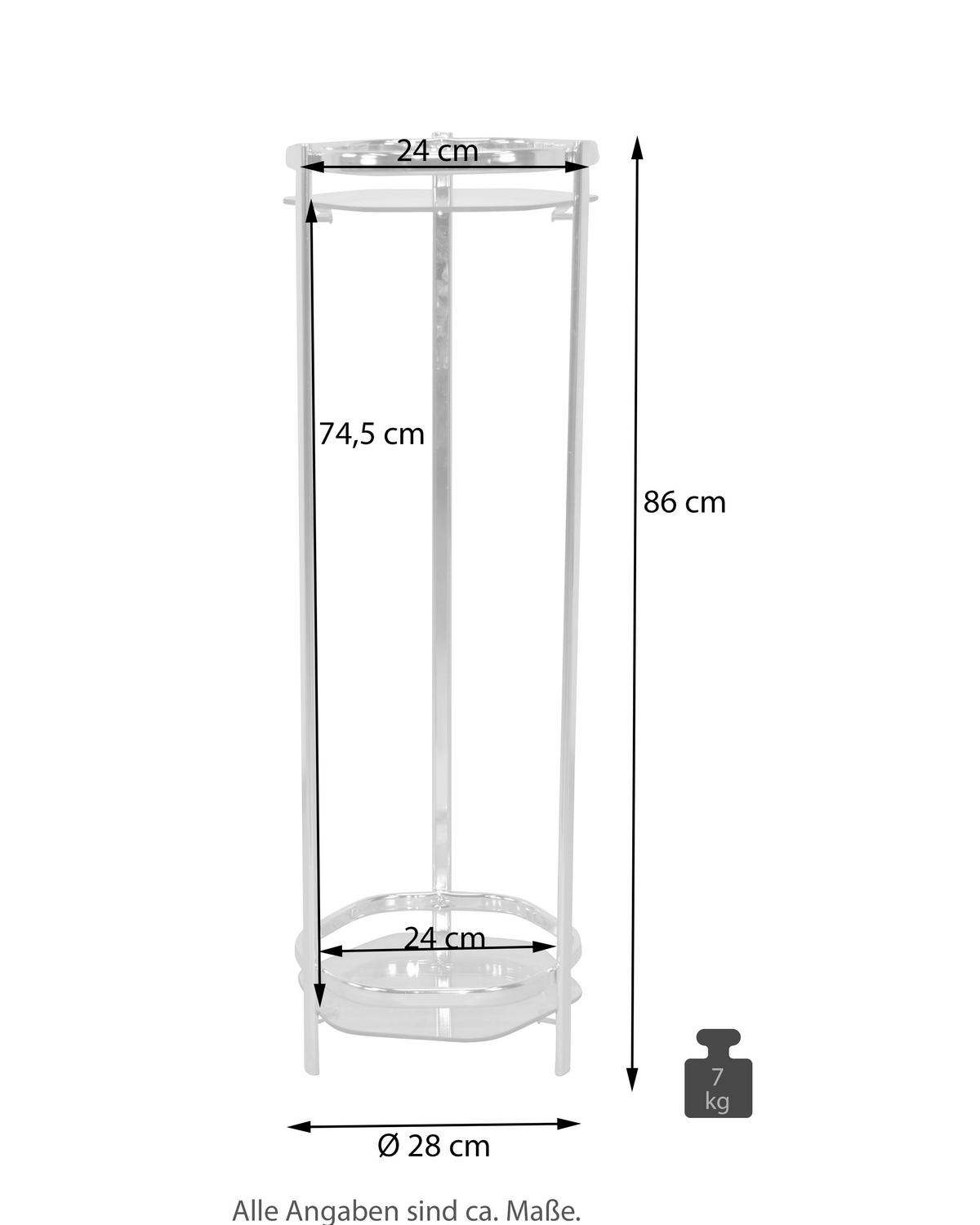BLUMENTISCH Metall, Glas  - Messingfarben, Design, Glas/Metall (28/28/86cm) - MID.YOU
