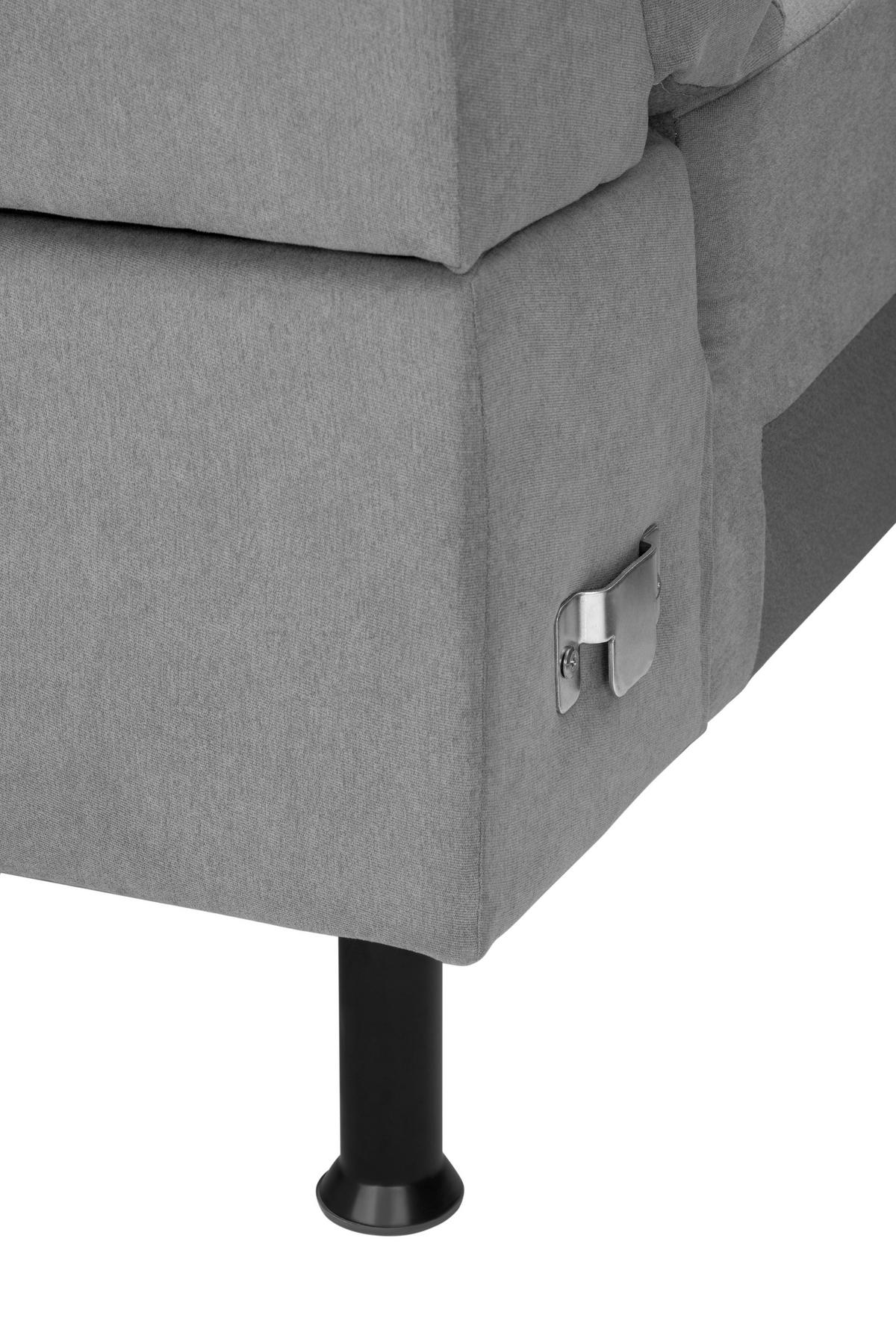 ECKSOFA Hellgrau Mikrofaser  - Silberfarben/Hellgrau, Design, Textil/Metall (242/161cm) - Livetastic