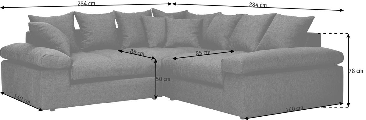 ECKSOFA Rosa Cord  - Schwarz/Rosa, Design, Kunststoff/Textil (284/284cm) - Carryhome