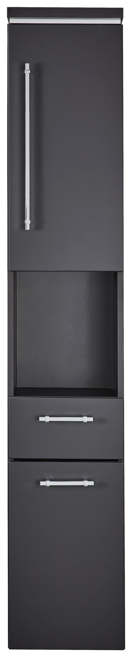 HOCHSCHRANK 30/164/30 cm  - Chromfarben/Grau, KONVENTIONELL, Glas/Holzwerkstoff (30/164/30cm) - Novel