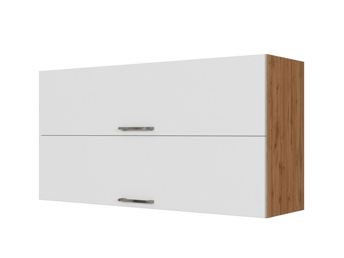 KÜCHENOBERSCHRANK 110/57/34 cm  in Weiß, Eiche Wotan  - Chromfarben/Eiche Wotan, MODERN, Holzwerkstoff/Metall (110/57/34cm) - Held