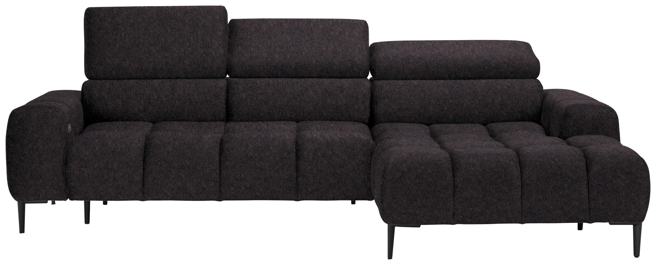 ECKSOFA in Samt, Webstoff Anthrazit  - Anthrazit/Schwarz, Design, Textil/Metall (270/177cm) - Welnova
