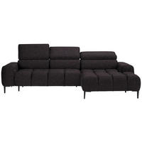 ECKSOFA in Samt, Webstoff Anthrazit  - Anthrazit/Schwarz, Design, Textil/Metall (270/177cm) - Welnova
