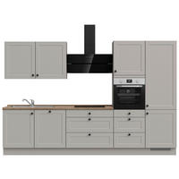 KÜCHENBLOCK 330 cm   in Grau, Eiche dunkel  - Eiche dunkel/Schwarz, MODERN, Holzwerkstoff/Metall (330cm) - Nobilia