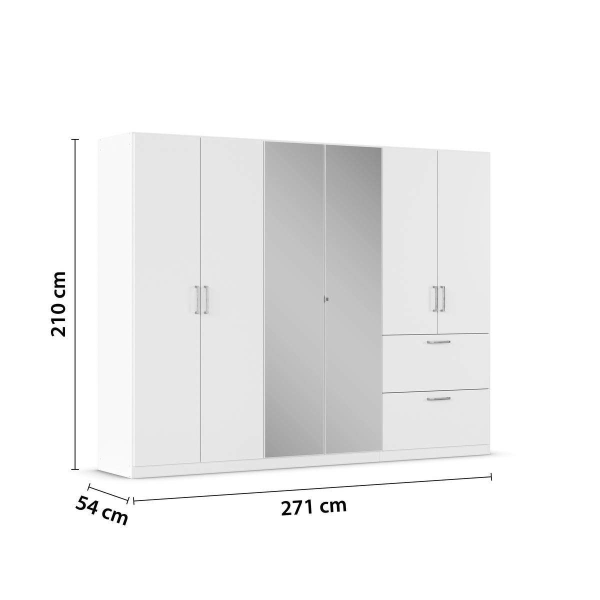 DREHTÜRENSCHRANK in Weiss  - Chromfarben/Weiss, Modern, Holzwerkstoff/Kunststoff (271/210/54cm) - Rauch Möbel
