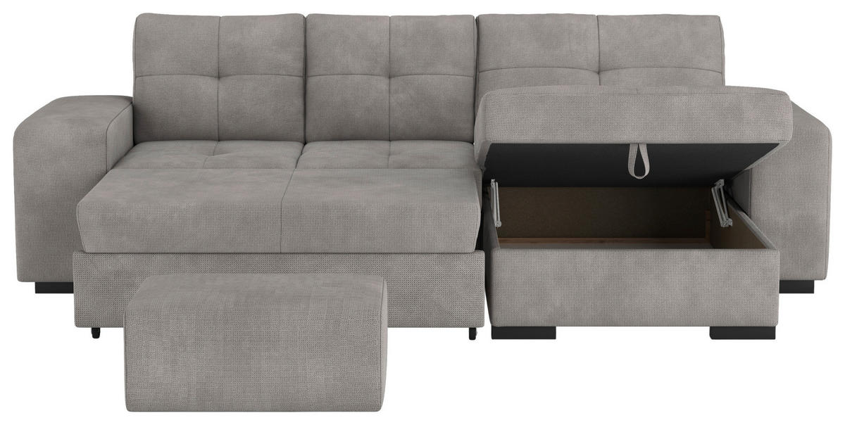 ECKSCHLAFSOFA Grau Mikrofaser  - Schwarz/Grau, MODERN, Kunststoff/Textil (268/156cm) - MID.YOU