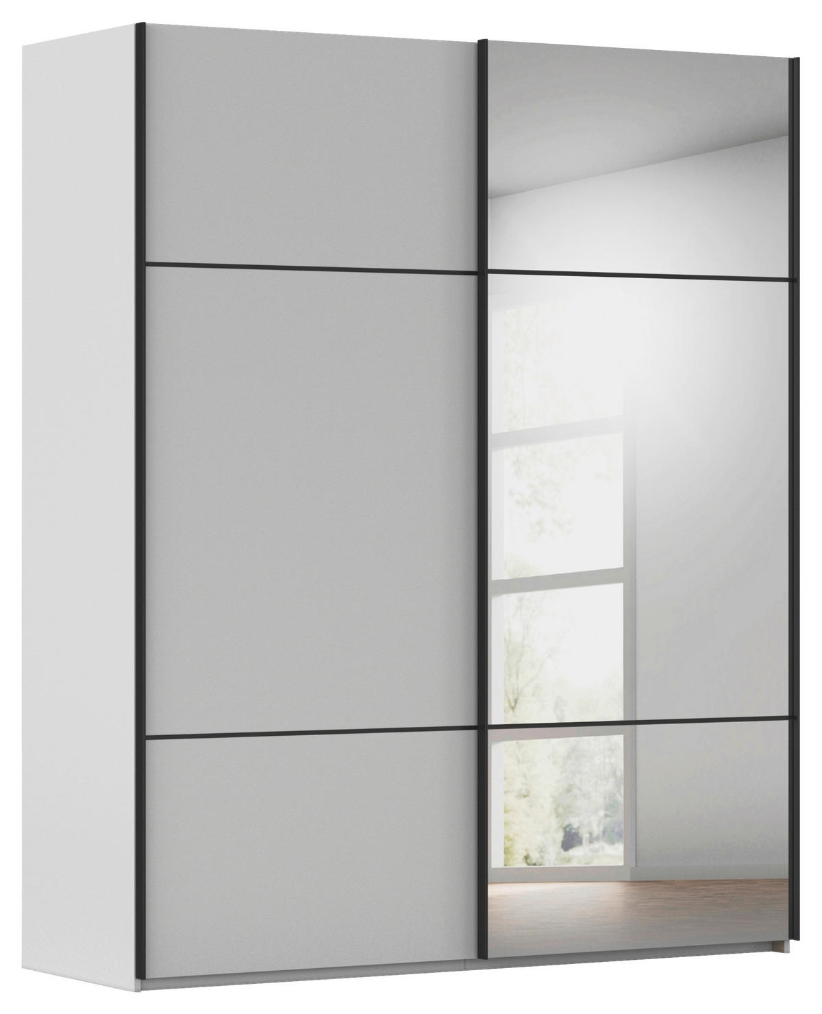 SCHWEBETÜRENSCHRANK in Grau  - Schwarz/Grau, Konventionell, Glas/Holzwerkstoff (181/223/68cm) - Novel