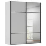 SCHWEBETÜRENSCHRANK 201/223/68 cm 2-türig Grau  - Schwarz/Grau, KONVENTIONELL, Glas/Holzwerkstoff (201/223/68cm) - Novel