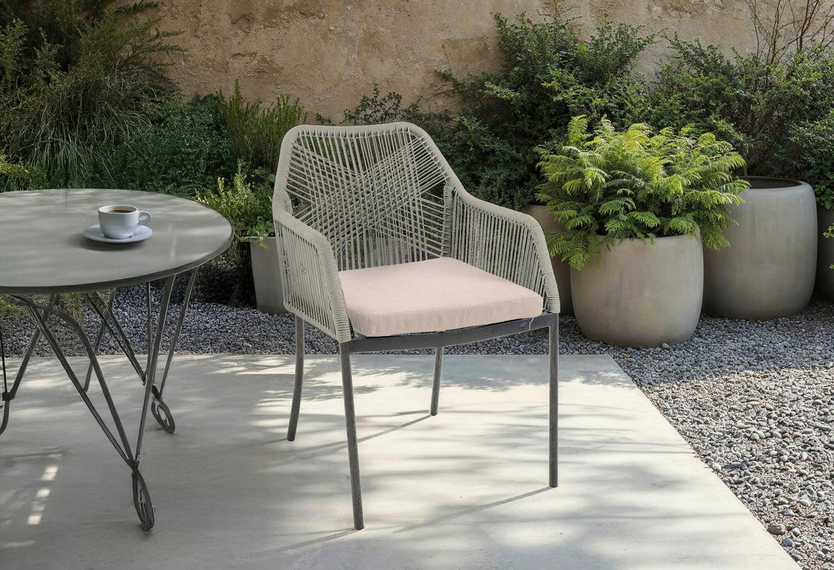 STAPELSTUHL Aluminium Anthrazit, Beige, Greige  - Greige/Anthrazit, MODERN, Kunststoff/Textil (56/81/68cm) - Ambia Garden