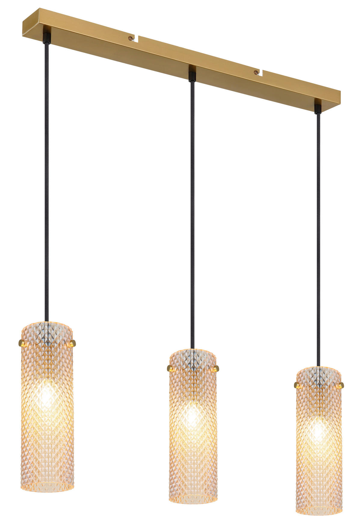 HÄNGELEUCHTE KAROLO 65/8/120 cm   - Goldfarben/Schwarz, KONVENTIONELL, Glas/Textil (65/8/120cm) - Globo