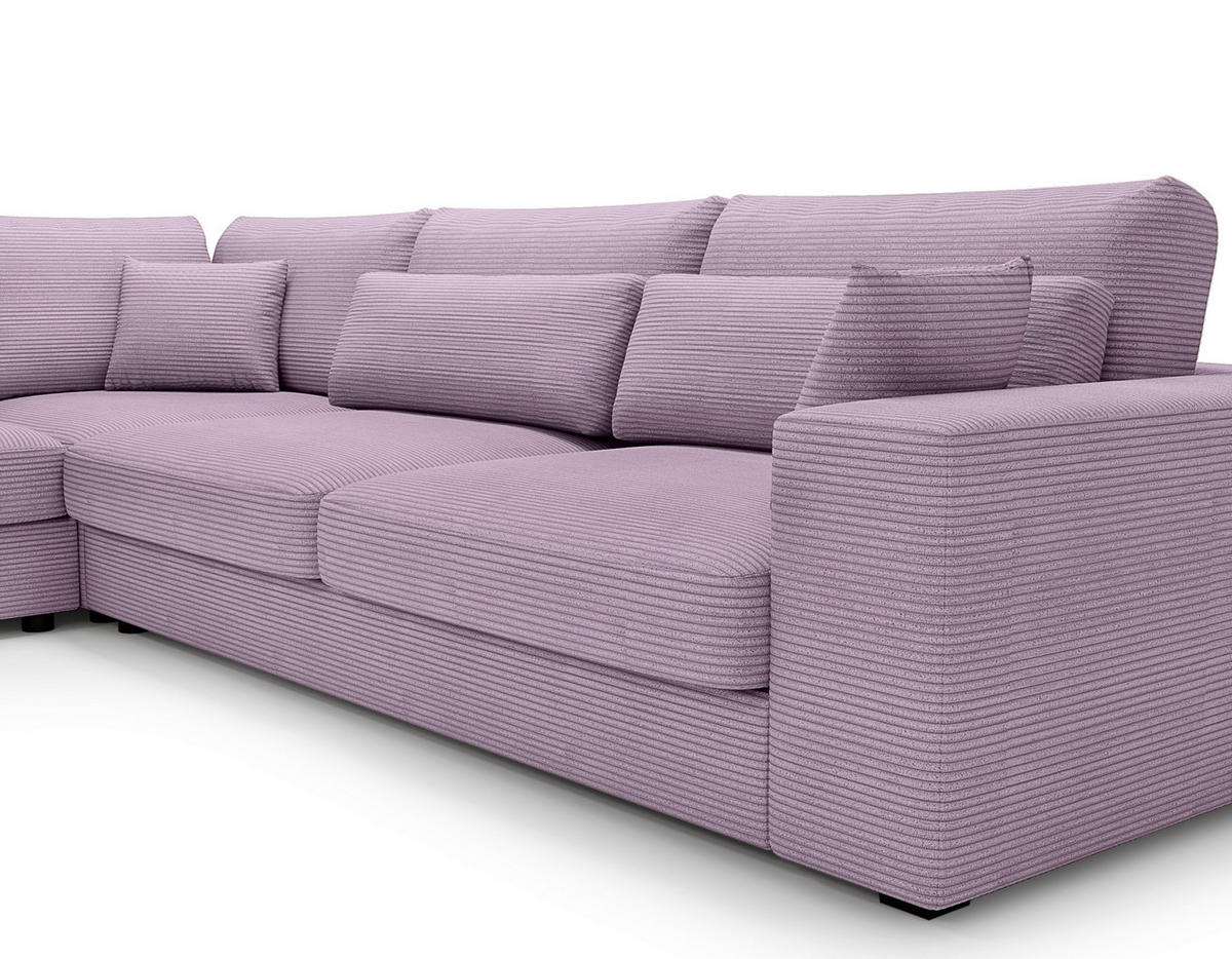 ECKSOFA Violett Cord  - Violett/Schwarz, KONVENTIONELL, Kunststoff/Textil (250/314cm) - Carryhome
