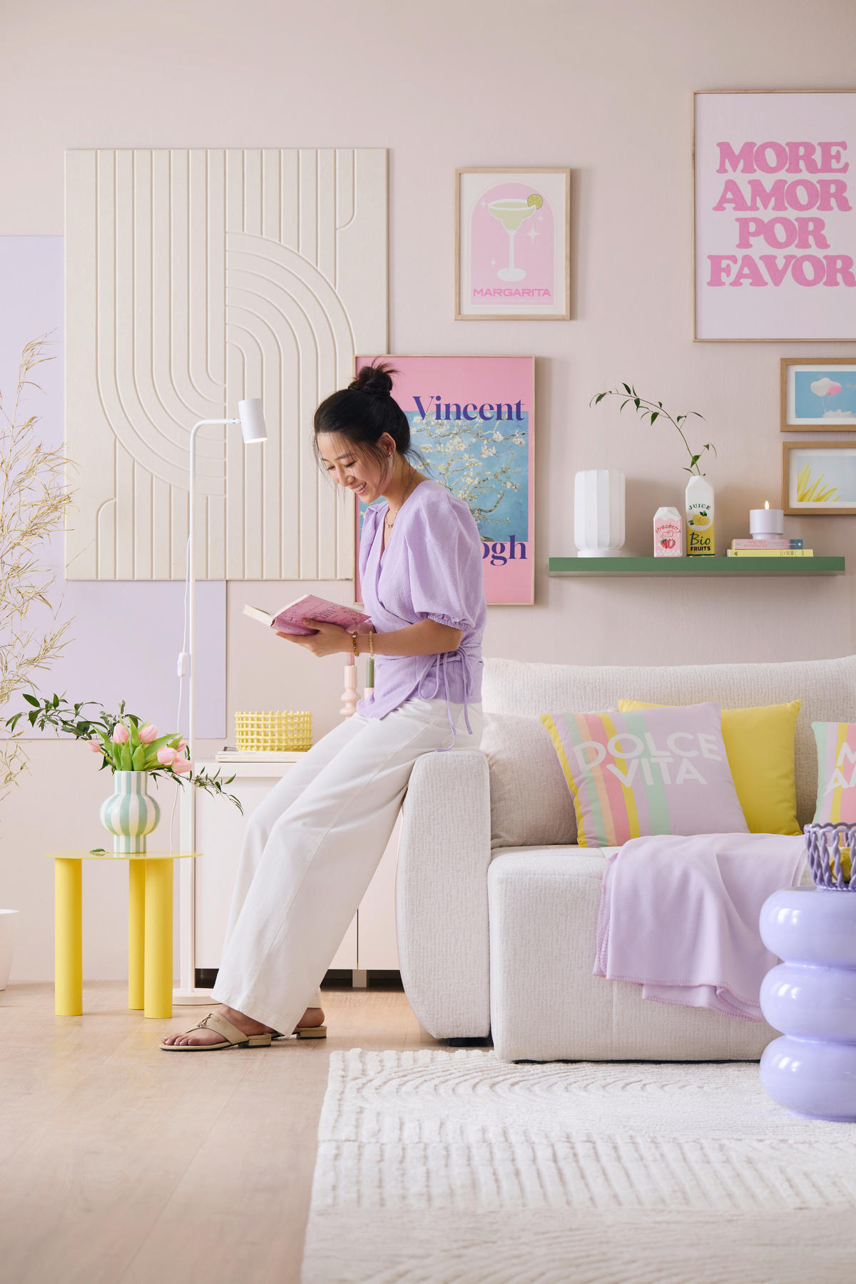 SCHLAFSOFA Chenille, Jacquard Creme  - Beige/Creme, Kunststoff/Textil (245/74-90/104cm) - MID.YOU