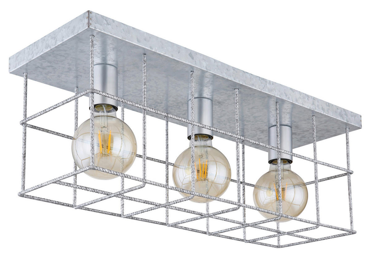 DECKENLEUCHTE Merril 60/20/25,8 cm   - Zinkfarben, Design, Metall (60/20/25,8cm) - Globo