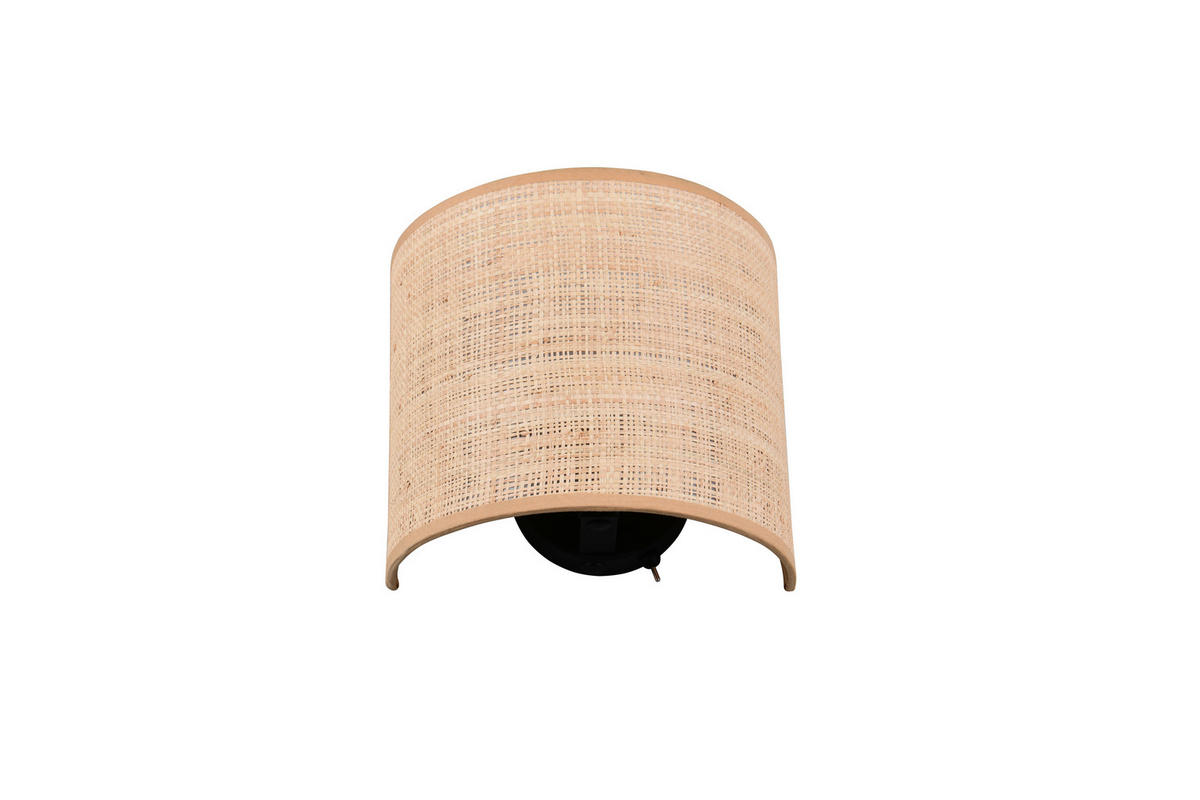 WANDLEUCHTE Aimee 23/20,5/12 cm  - Schwarz/Naturfarben, Natur, Textil/Metall (23/20,5/12cm)