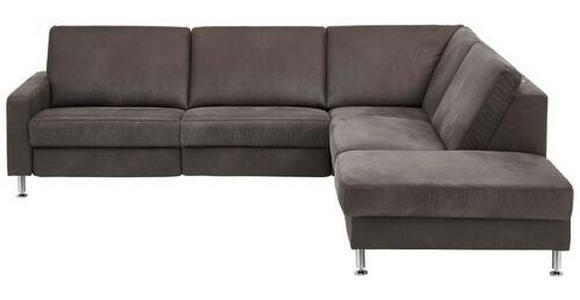 ECKSOFA Anthrazit Mikrofaser  - Anthrazit/Alufarben, Design, Textil/Metall (275/242cm) - Dieter Knoll