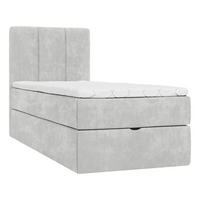 BOXBETT 70/200 cm,  in Hellgrau, Matratze, gepolstertes Kopfteil, Bettkasten, Topper, H3 = fest  - Hellgrau/Schwarz, Design, Holzwerkstoff/Kunststoff (70/200cm) - Esposa