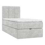 BOXBETT 90/200 cm,  in Hellgrau, Matratze, gepolstertes Kopfteil, Bettkasten, Topper, H3 = fest  - Hellgrau/Schwarz, Design, Holzwerkstoff/Kunststoff (90/200cm) - Esposa