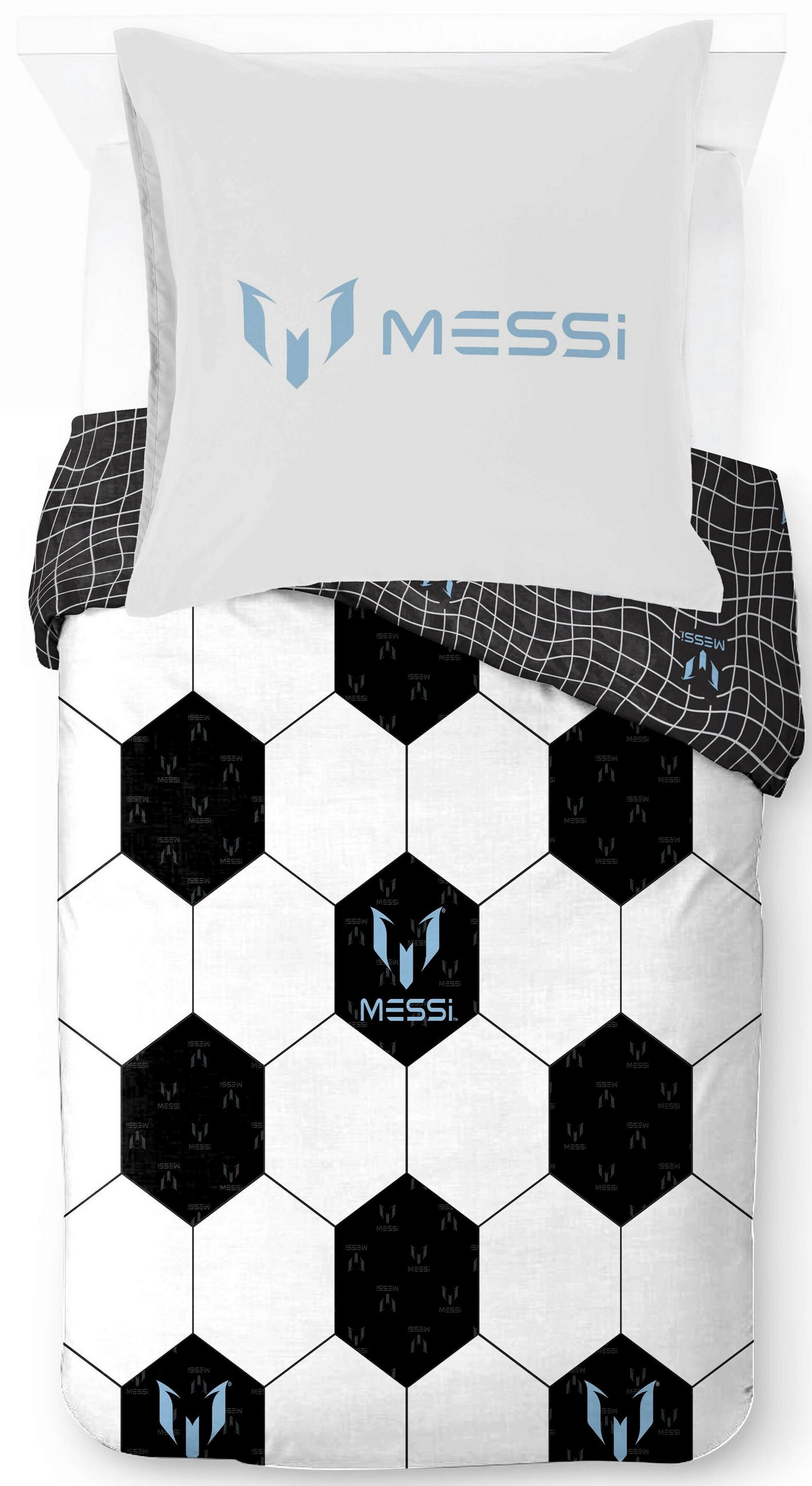 KINDERBETTWÄSCHE Messi Abstract 200/135 cm  - Schwarz/Weiß, Basics, Textil (200/135cm)