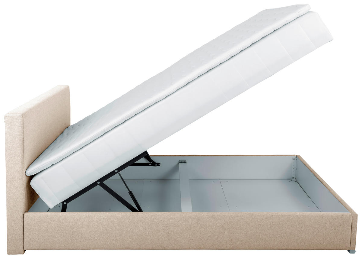 BOXBETT 90/200 cm  in Beige  - Chromfarben/Beige, KONVENTIONELL, Kunststoff/Textil (90/200cm) - Boxxx